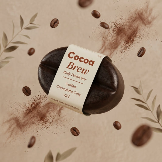 Cocoa Brew Body Polish Bar - Coffee & Chocolate Exfoliating Soap - 100g