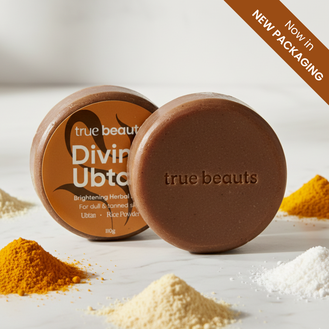True Beauts Divine Ubtan brightening herbal soap bars with turmeric and rice powder piles