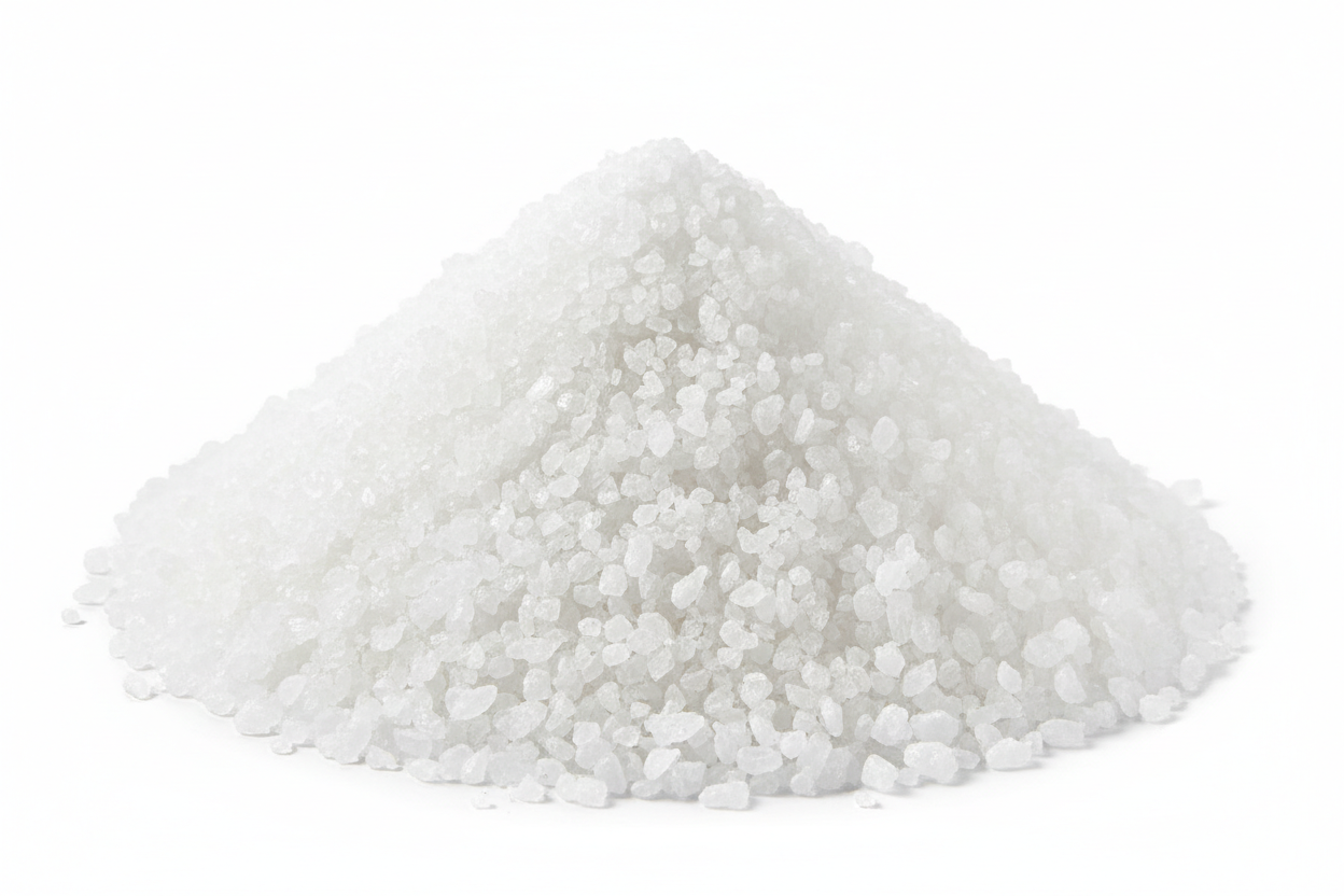 epsom salt neat mound on a pure white background, clean and texture-focused no text 