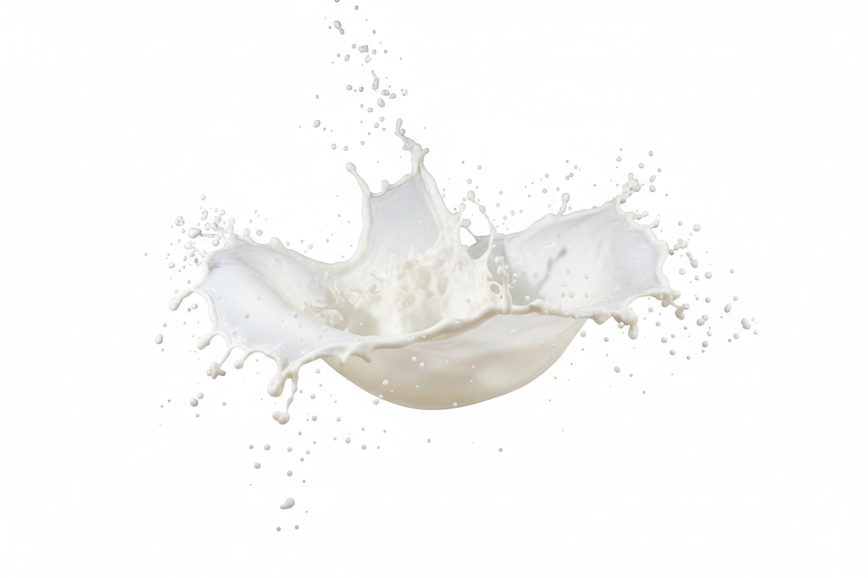 goat milk splash in white background