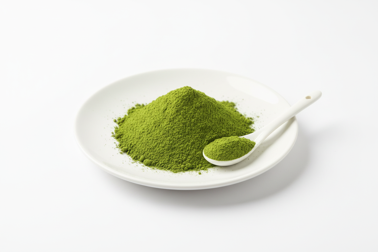 moringa powder in white background