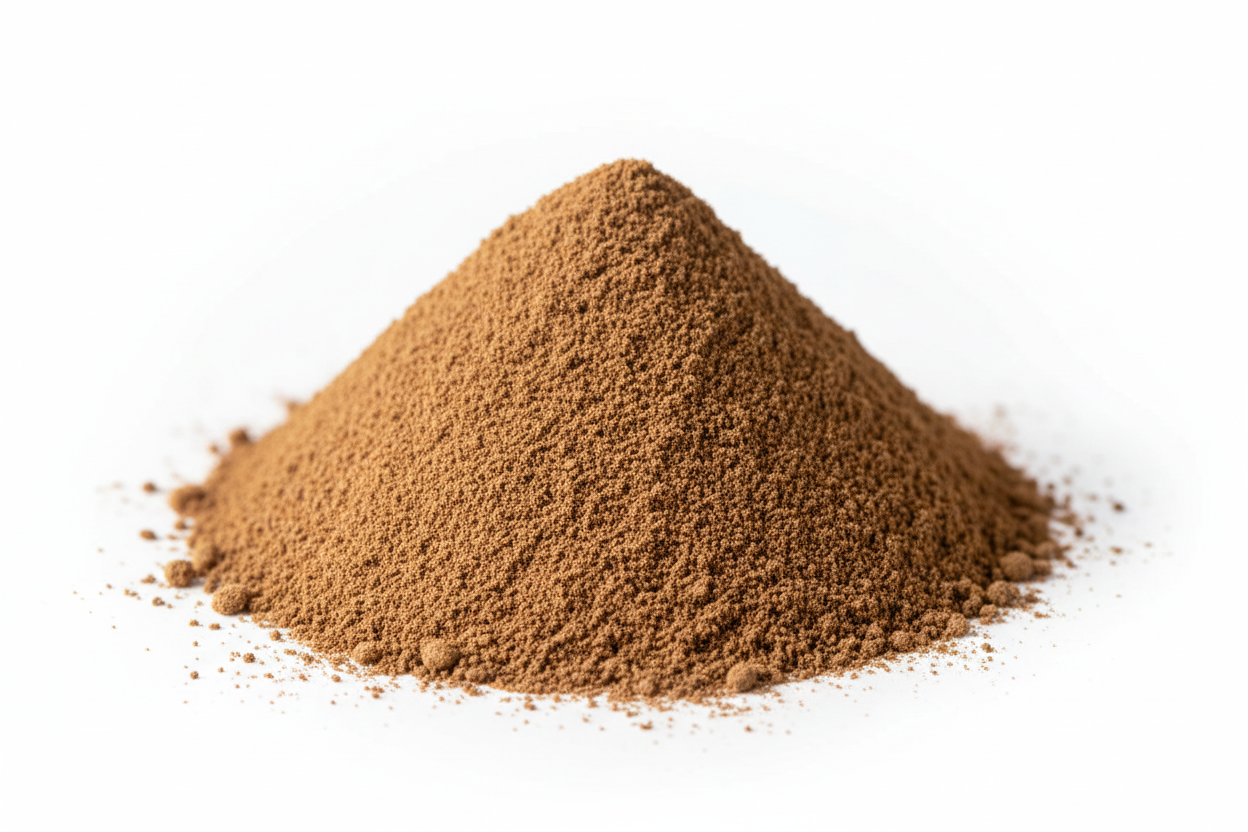 mulberry powder in white background without any text in brownish colour