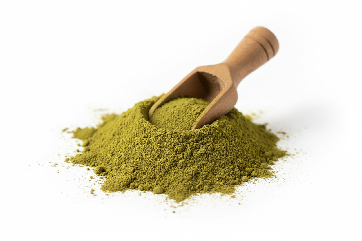 neem powder in white background