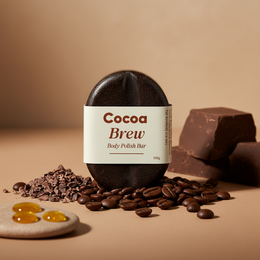 Cocoa Brew Body Polish Bar - Coffee & Chocolate Exfoliating Soap - 100g