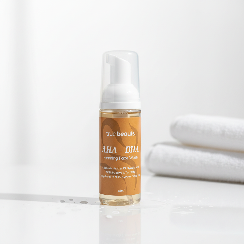 AHA BHA Foaming Face Wash – Glycolic & Salicylic 60ml | True Beauts