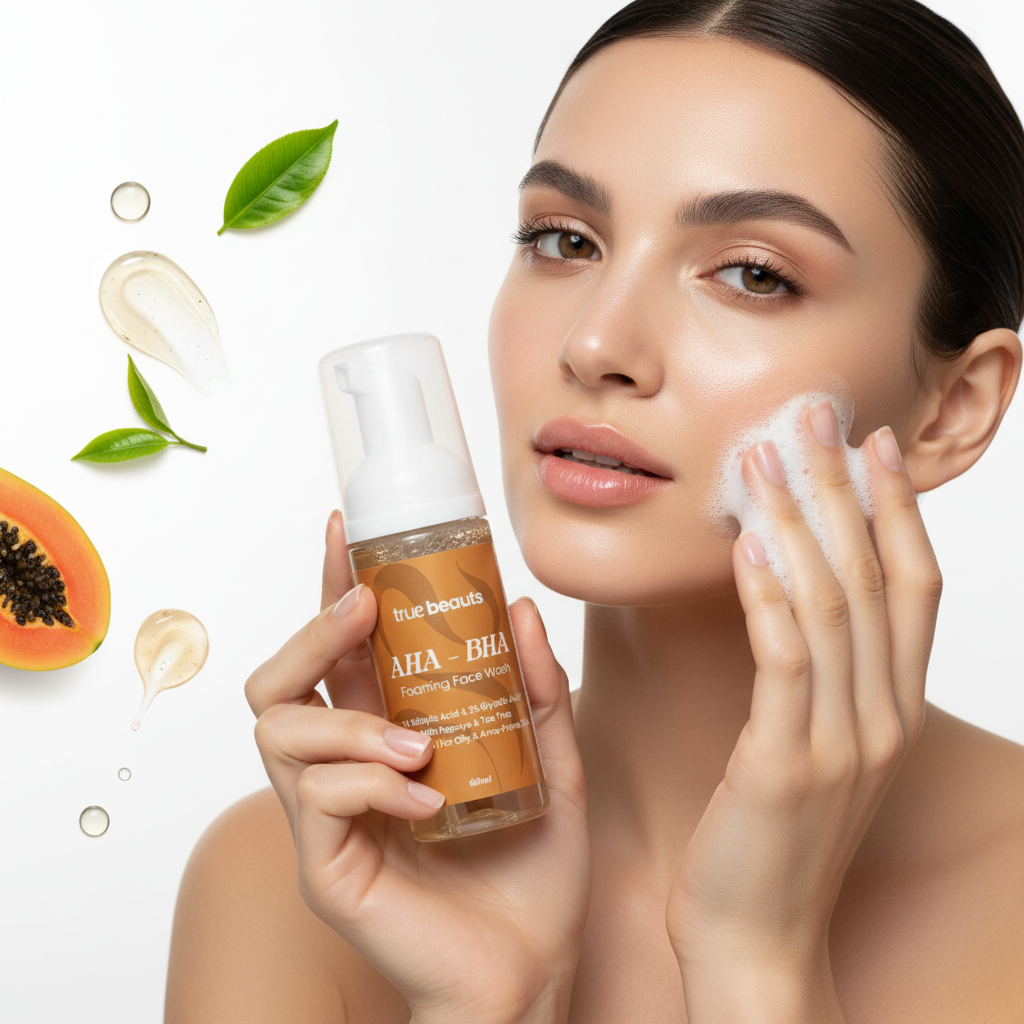 AHA BHA Foaming Face Wash – Glycolic & Salicylic 60ml | True Beauts