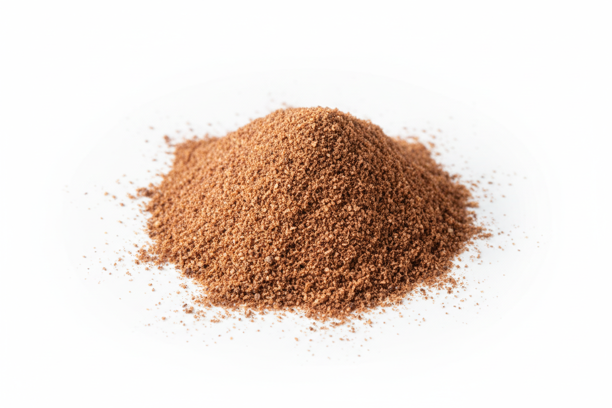 walnut shell powder in white background in without any text